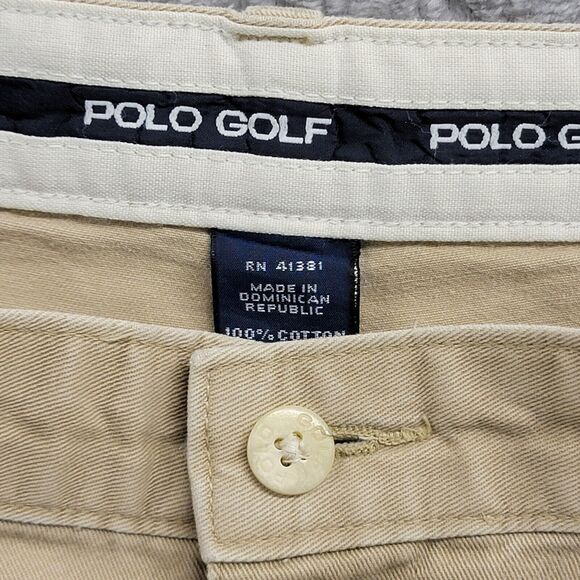 Polo Ralph Lauren Golf Shorts Mens Size 40 Khaki Tan Pleated Crest Logo Vintage‎ - Picture 2 of 9